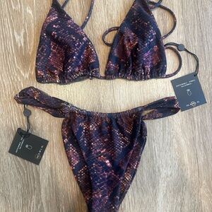Purple Snake Print Bikini Set